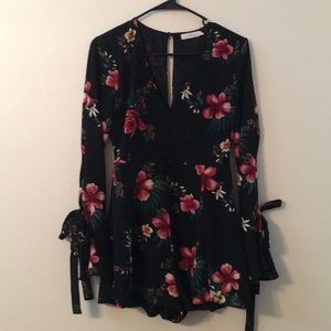 Black floral romper